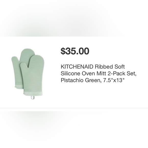 KitchenAid Pistachio Green Silicone Oven Mitt - Picture 2 of 2